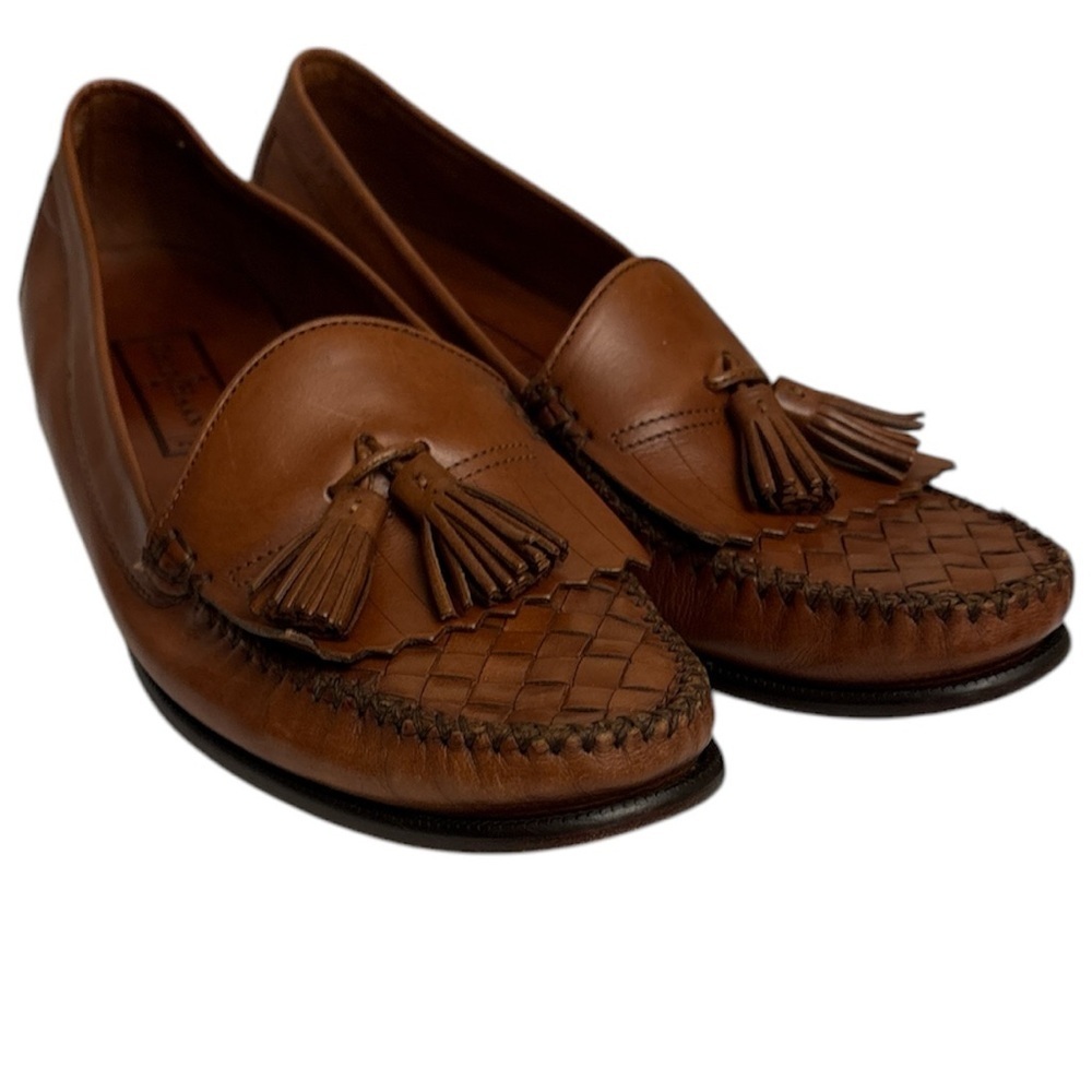 Cole Haan Resort collection loafers leather braided/tasseled slight heel Sz 12D